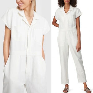 Apiece Apart White Linen Cotton Azore Jumpsuit‎